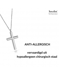 Traveller Cross Chain - Men - Necklace Men - Stainless Steel - 50+5cm