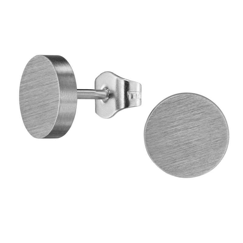 Traveller Oorstekers - Heren - Edelstaal - Zilverkleurig - Mat - Rond - 8 mm - 181246