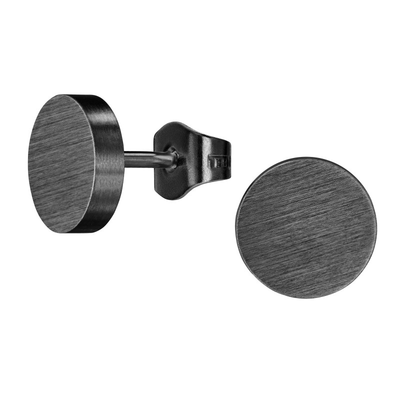 Traveller Oorstekers - Heren - Edelstaal - Zwart PVD - Mat - Rond - 8 mm - 181247