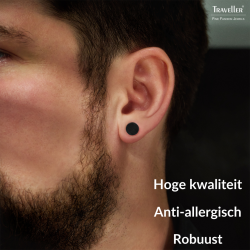 Traveller Oorstekers - Heren - Edelstaal - Zwart PVD - Mat - Rond - 8 mm - 181247