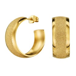 Traveller Earrings - Hoops - Stainless Steel - Gold Plated - Glitter - Rings 3/4 - Ø 23 mm