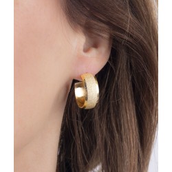 Traveller Earrings - Hoops - Stainless Steel - Gold Plated - Glitter - Rings 3/4 - Ø 23 mm - 181260