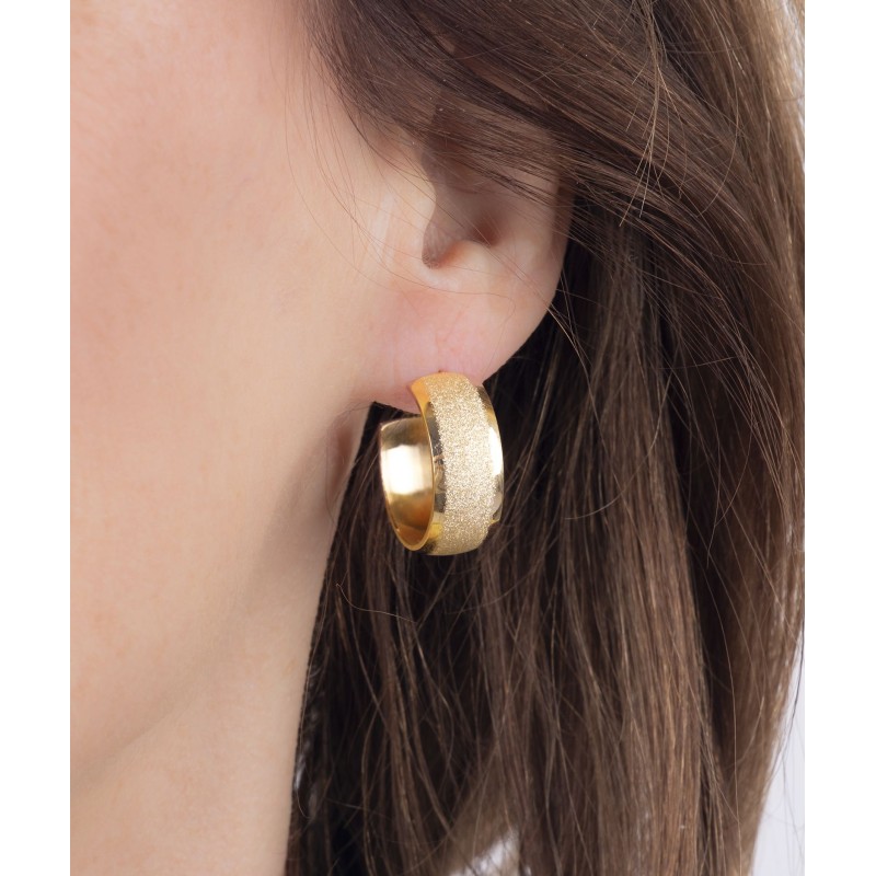 Traveller Earrings - Hoops - Stainless Steel - Gold Plated - Glitter - Rings 3/4 - Ø 23 mm