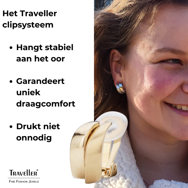 Clip oorbellen goudkleurig van Traveller 22kt Verguld