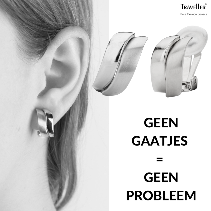 Clip oorbellen zilverkleurig van Traveller Geplatineerd