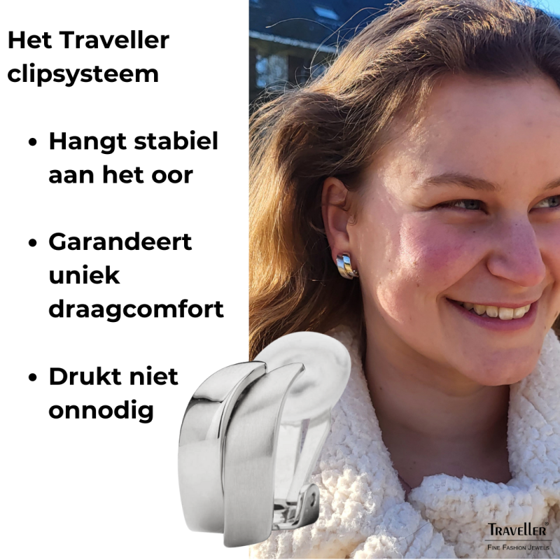 Clip oorbellen zilverkleurig van Traveller Geplatineerd