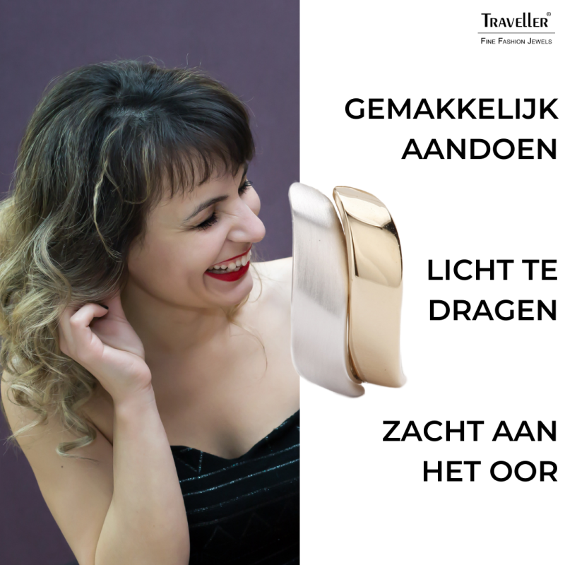 Clip oorbellen goudkleurig en zilverkleurig van Traveller Bicolor