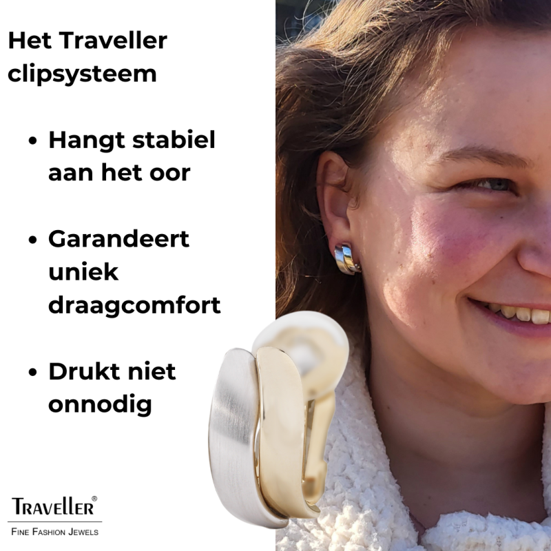 Clip oorbellen goudkleurig en zilverkleurig van Traveller Bicolor