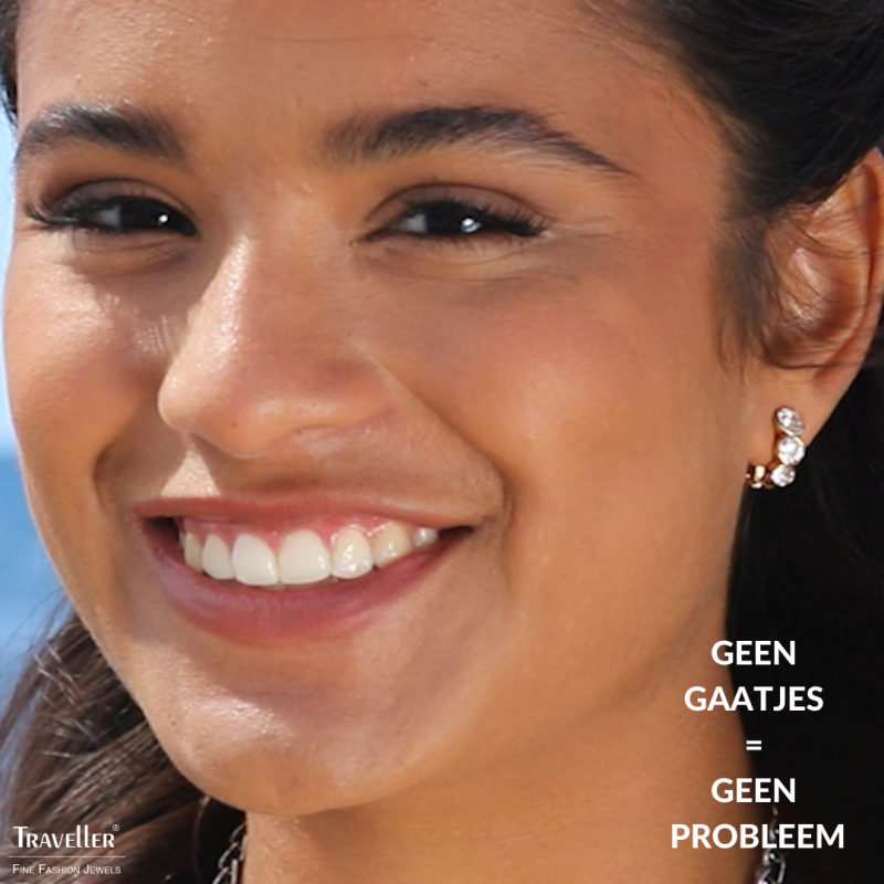 Traveller Clip Oorbellen - Goudkleurig - Kristallen - Verguld - 14x6 mm - 155804