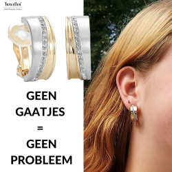 Traveller Clip Oorbellen - Bicolor - Preciosa Kristallen - Mat/ Glans - 22kt Verguld & Geplatineerd - 22x8 mm
