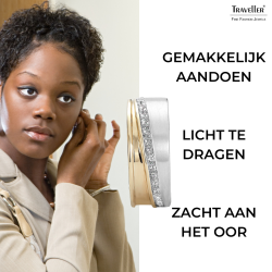 Traveller Clip Oorbellen - Bicolor - Preciosa Kristallen - Mat/ Glans - 22kt Verguld & Geplatineerd - 22x8 mm - 156959