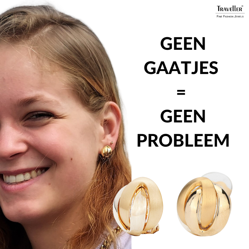 Traveller Clip Oorbellen - 22kt Verguld - Mat/ Glanzend - Knoop - Goudkleurig - 15 mm - 157159