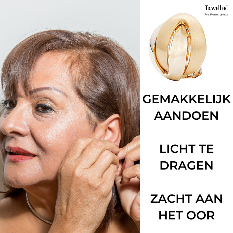 Traveller Clip Oorbellen - 22kt Verguld - Mat/ Glanzend - Knoop - Goudkleurig - 15 mm - 157159