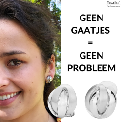 Traveller Clip Oorbellen - Geplatineerd - Mat/ Glanzend - Knoop - Zilverkleurig - 15 mm - 157160