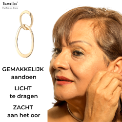 Traveller Clip Oorbellen - Hangers - 22kt Verguld - Ovaal - Goudkleurig - 33 x 14 mm -157230