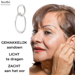Traveller Clip Oorbellen - Hangers - Geplatineerd - Dubbel Ovaal - Zilverkleurig - 33 x 13 mm - 157231