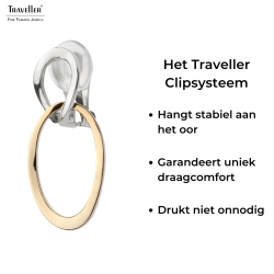 Traveller Oorclips - Hangers - 22kt Verguld&Geplatineerd - Dubbele Ovaal - Bicolor - 33x14 mm