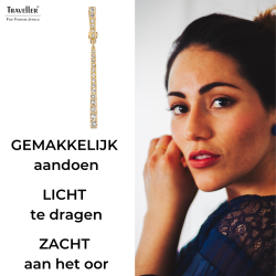 Traveller Clip Oorbellen - Hangers - Goudkleurig - Preciosa Kristallen - 22ct Verguld - 55 mm