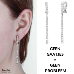Traveller Clip Oorbellen - Hangers - Zilverkleurig - Preciosa Kristallen - Geplatineerd - 55 mm