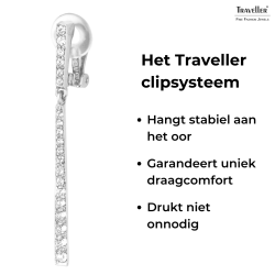 Traveller Clip Oorbellen - Hangers - Zilverkleurig - Preciosa Kristallen - Geplatineerd - 55 mm