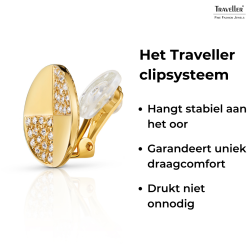 Traveller Clip Oorbellen - Verguld - Kristallen - Rond - 17mm