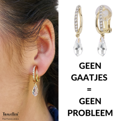 Traveller Clip Oorbellen - Hangers - Goudkleurig - Preciosa Kristallen - Druppel - Verguld - 30x5 mm - 157565