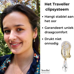 Traveller Clip Oorbellen - Hangers - Goudkleurig - Preciosa Kristallen - Druppel - Verguld - 30x5 mm
