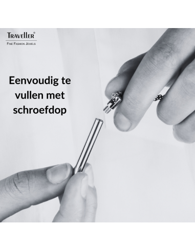 Traveller Ketting met Urnhanger - Askoker - 45mm - Zilverkleurig - Edelstaal - Zirkonia - 45-50cm - 181139