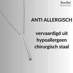 Traveller Ketting met Urnhanger - Askoker - 45mm - Edelstaal - Zirkonia - 45-50cm - 181139