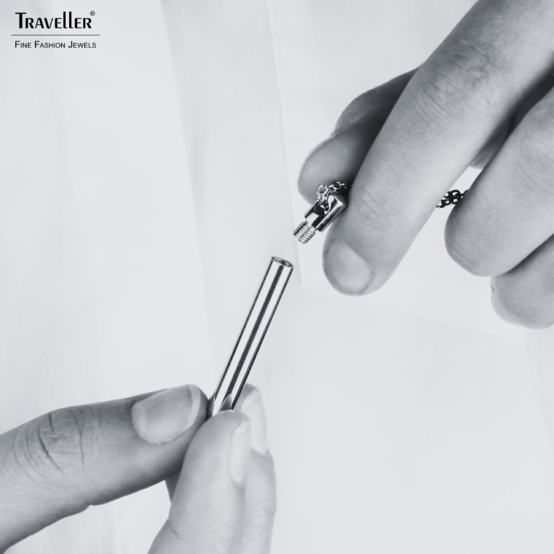 Traveller Ketting met Urnhanger - Askoker - 45mm - Zilverkleurig - Edelstaal - Zirkonia - 45-50cm - 181139