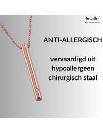 Traveller Ketting met Urnhanger - Askoker - 45mm - Edelstaal - Rosé Verguld - Zirkonia - 45-50cm