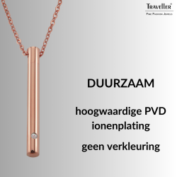 Traveller Ketting met Urnhanger - Askoker - 45mm - Edelstaal - Rosé Verguld - Zirkonia - 45-50cm