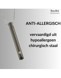 Traveller Ketting met Urnhanger - Askoker - 45 mm - Zwart - Edelstaal - Zirkonia - 45-50 cm - 181141