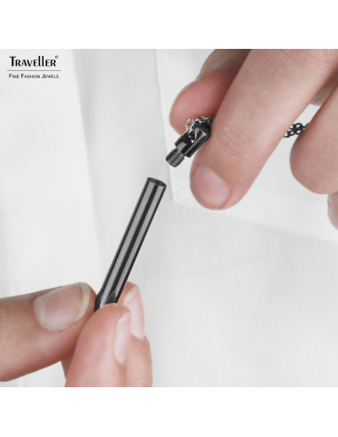 Traveller Ketting met Urnhanger - Askoker - 45 mm - Zwart - Edelstaal - Zirkonia - 45-50 cm - 181141