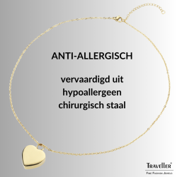 Traveller Ketting met Urnhanger - Askoker - 2x2cm - Goudkleurig - Hart - Edelstaal - 45-50cm - 181174