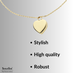 Traveller Dames Ketting met Urnhanger - Askoker - 2x2cm - Goudkleurig - Hart - Edelstaal - 45-50cm