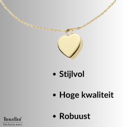 Traveller Necklace with Urn Pendant - Ash Pendant - 2x2cm- Gold Plated - Heart - Stainless Steel - 45-50cm - 181174