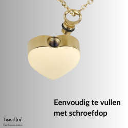 Traveller Necklace with Urn Pendant - Ash Pendant - 2x2cm- Gold Plated - Heart - Stainless Steel - 45-50cm - 181174