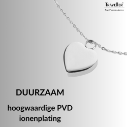 Traveller Ketting met Urnhanger - Askoker - 2x2cm - Zilverkleurig - Hart - Edelstaal - 45-50cm - 181175