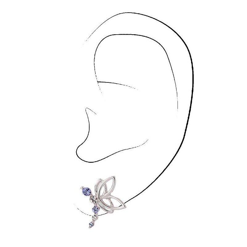 Traveller Kinderoorbellen - Libelle / Elfje Zala - Meisjes Oorbellen - Sterling Zilver - Kristallen - Blauw & Wit - 545211