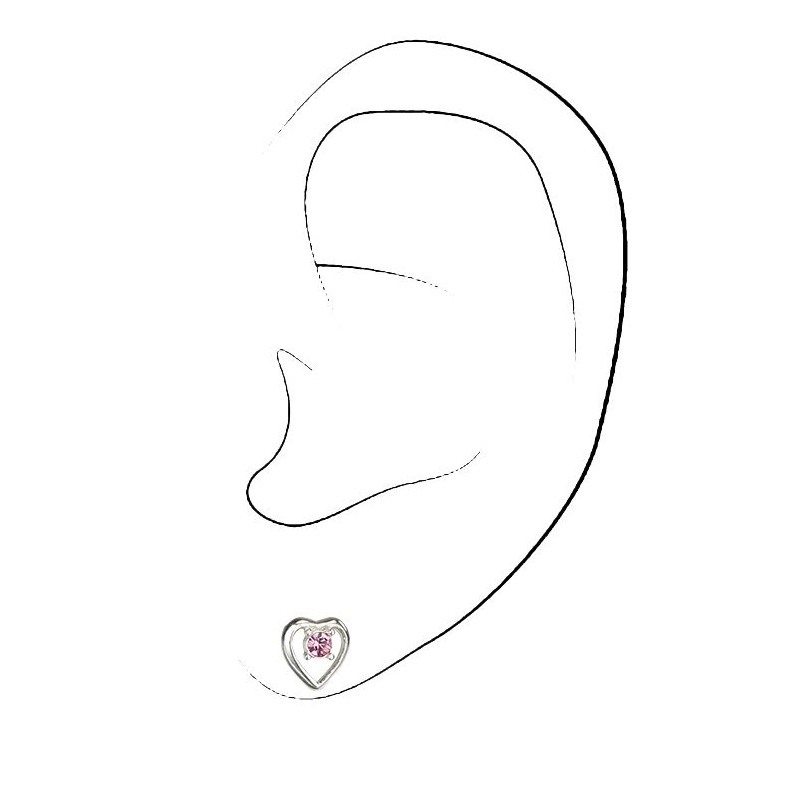 Traveller Ohrstecker - Herz Dushi - Kinder - Silber 925 - Kristalle - Rosa - 545229
