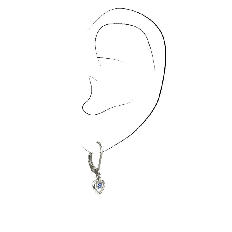 Traveller Oorhangers - Hart Dushi - Kinder - Sterling Zilver - Kristallen - Blauw - 545231