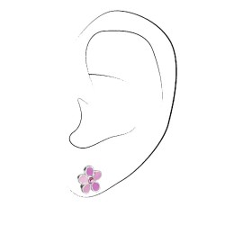 Traveller Kinderoorbellen - Bloem Lore - Meisjes Oorbellen - Sterling Zilver- Roze - Kristallen - 545239