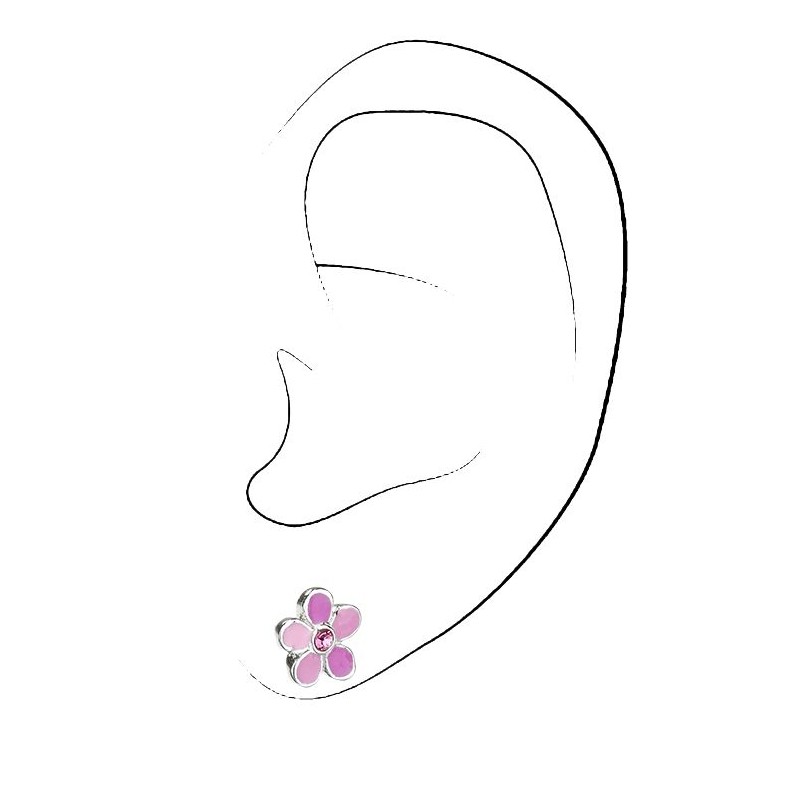 Traveller Earrings - Blume Lore - Children - Sterling Silver - Pink - Crystal