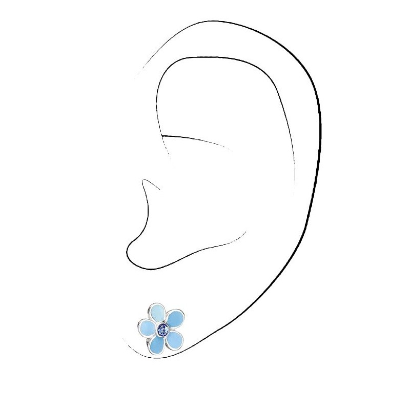 Traveller Ohrstecker - Blume Lore - Kinder - Silber 925 - Blau - Kristalle - 545240