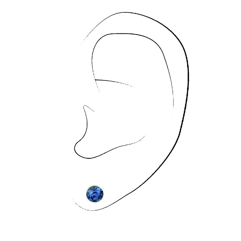 Traveller Earrings - Children - Sterling Silver - Crystals - Blue - Ø 5 mm