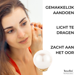 Traveller Clip Oorbellen - Parels - 14 mm - Wit - 22ct Verguld - Goudkleurig
