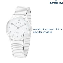 ATRIUM Horloge - Dames - Edelstaal - Flexibele Rekband (19,5cm) - 5 Bar - Wit Wijzerblad
