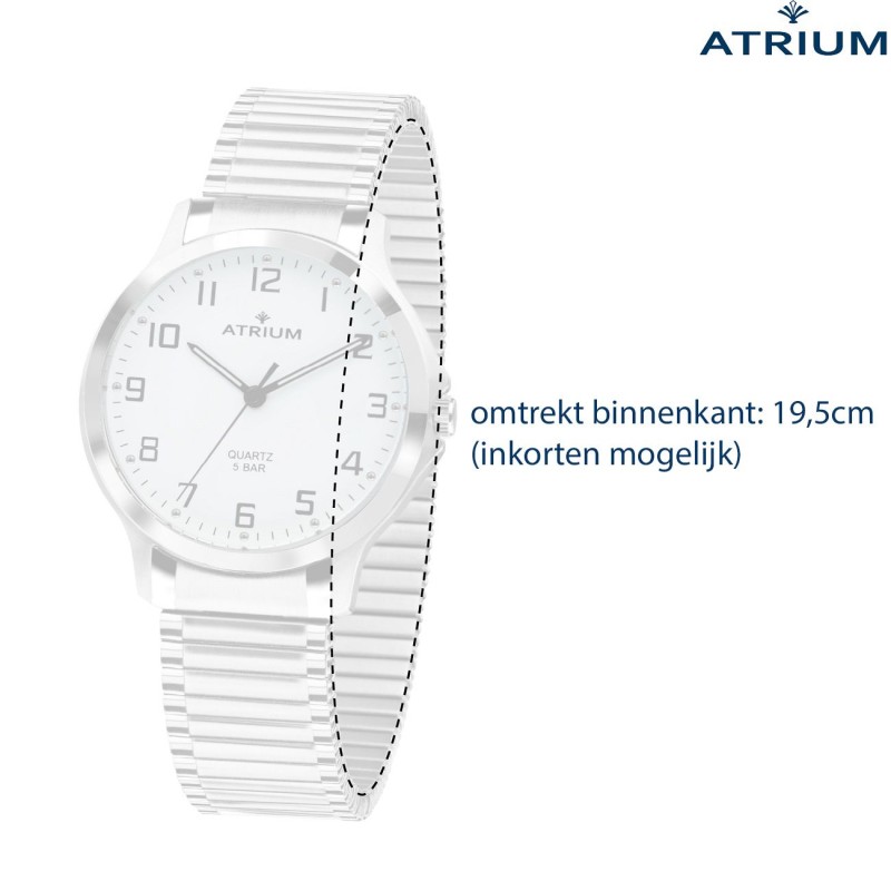 ATRIUM Watch - Women - Stainless Steel - Flexible Stretch Band (19.5cm) - 5 Bar - White Dial