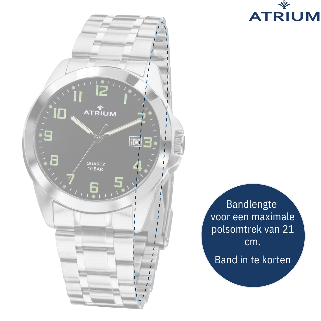 ATRIUM Horloge - - Edelstaal Heren - bar - 10 - A16-31 Zilverkleurig
